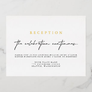 Elegant Calligraphy Wedding Reception Folie Kaart