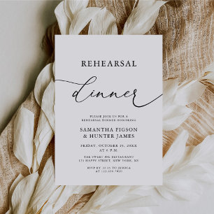 Elegant Calligraphy Wedding Rehearsal Dinner Kaart