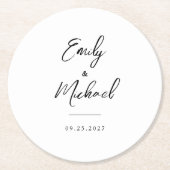 Elegant Calligraphy Wedding Ronde Kartonnen Onderzetter (Voorkant)