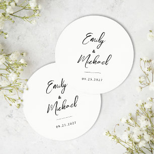 Elegant Calligraphy Wedding Ronde Kartonnen Onderzetter