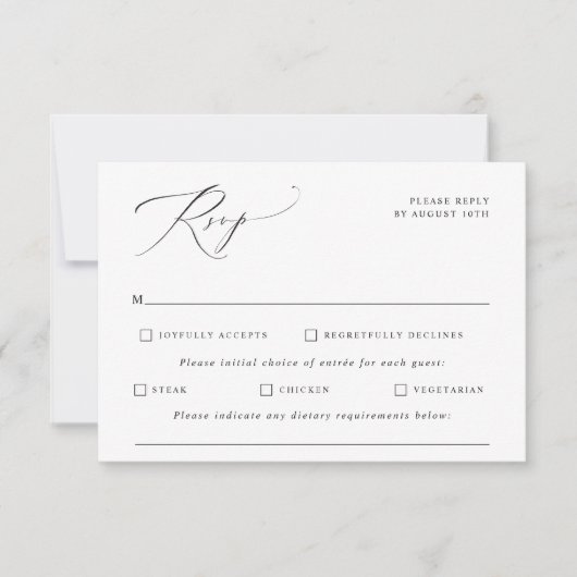 Elegant  Calligraphy Wedding RSVP Kaartje (Voorkant)