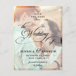 Elegant Calligraphy Wedding Save the Date 2 PHOTO Briefkaart