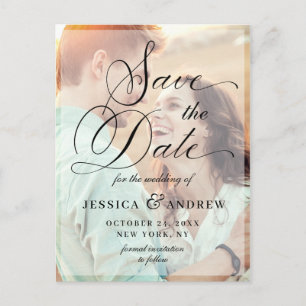 Elegant Calligraphy Wedding Save the Date 2 PHOTO Briefkaart