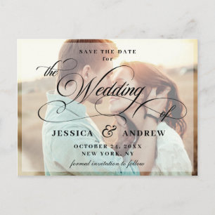 Elegant Calligraphy Wedding Save the Date PHOTO Briefkaart