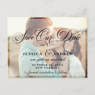 Elegant Calligraphy Wedding Save the Date PHOTO Briefkaart