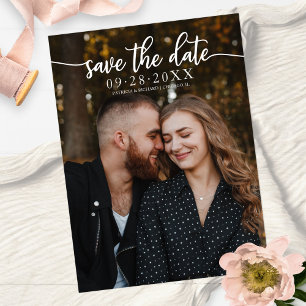 Elegant Calligraphy Wedding Save the Date Photo Briefkaart