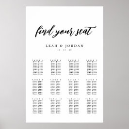 Elegant Calligraphy Wedding Seating Chart Poster