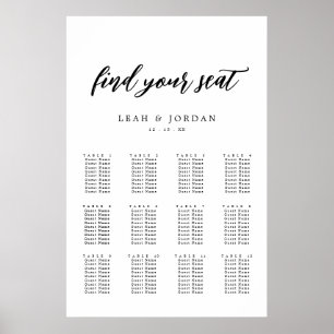 Elegant Calligraphy Wedding Seating Chart Poster