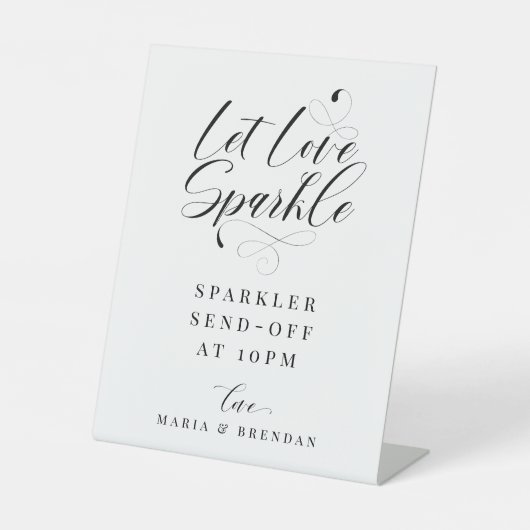 Elegant Calligraphy Wedding Sparkler Send-off Reclamebord Met Voetstuk (Voorkant)