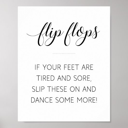 Elegant Calligraphy Wedding Teenslippers Sign Poster (Voorkant)