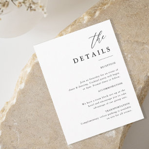 Elegant Calligraphy Wedding the Details Informatiekaartje