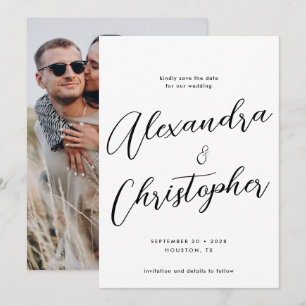 Elegant Calligraphy Wedding Verloving Photo Save The Date
