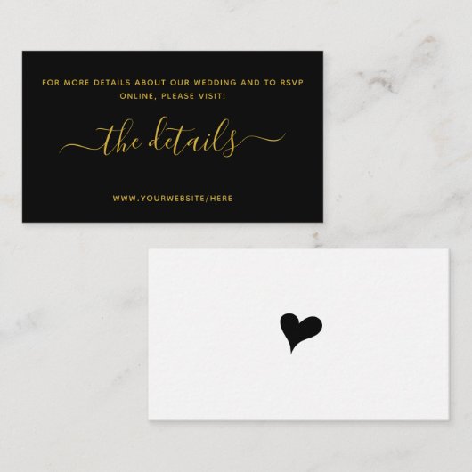 Elegant Calligraphy Wedding Website Enclosure Car Informatiekaartje (Voorkant / Achterkant)