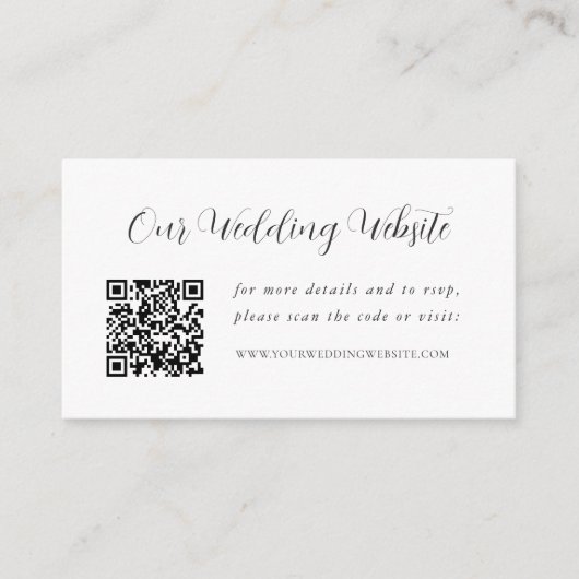 Elegant Calligraphy Wedding Website QR Code Informatiekaartje (Voorkant)