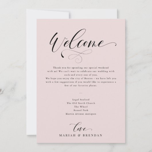 Elegant Calligraphy Welcome Weddenrenroute Kaart (Voorkant)