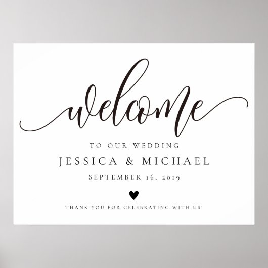 Elegant calligraphy Welcome Wedding Sign Poster (Voorkant)