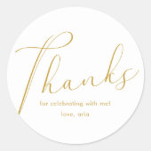 Elegant Calligraphy White Bedankt Ronde Sticker (Voorkant)