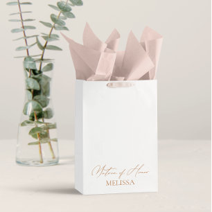 Elegant Calligraphy White Matron of Honor Favors Medium Cadeauzakje