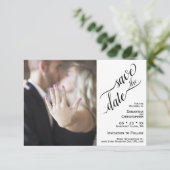 Elegant Calligraphy White Minimalist Wedding Save The Date (Staand voorkant)