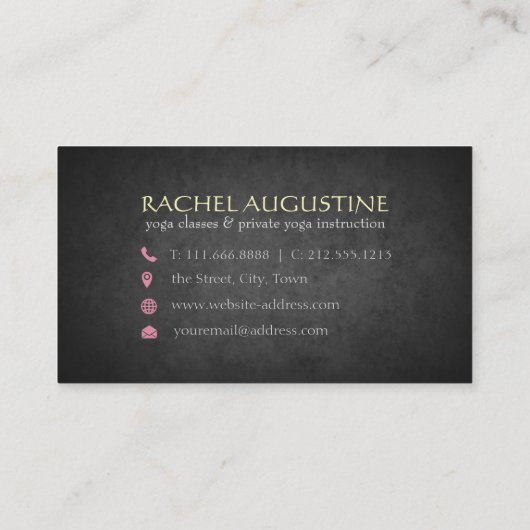 Elegant Calligraphy Yoga Meditation and ZEN Symbol Visitekaartje (Achterkant)