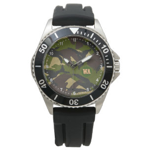 Elegant Camouflage Watch, jager monogrammed, leger Horloge