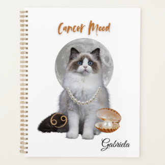 Elegant Cancer Zodiac Cat Planner Notebook