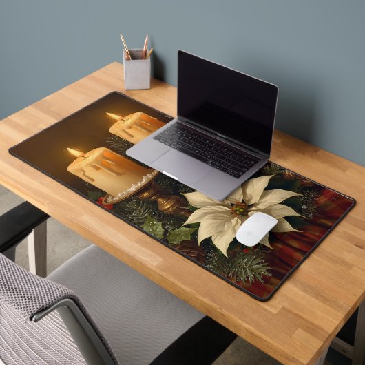 Elegant candle Christmas holly pine warm festive  (Bureau 2)