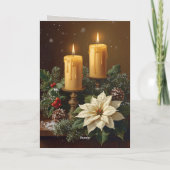 Elegant candle Christmas holly pine warm festive  Kaart (Achterkant)