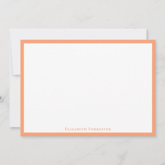 Elegant Cantaloupe Border Flat Note Notitiekaartje (Voorkant)