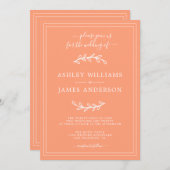 Elégant Cantaloupe Orange Faire-part de mariage (Devant / Derrière)
