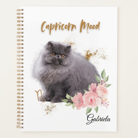 Elegant Capricor Zodiac Cat Planner Notebook (Devant)