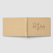 Elegant Caramel Botanical Monogram Wedding Gastenboek (Volledig)