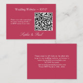 Elegant Carmine Magenta QR Code Site Web Carte RSV (Devant / Derrière)