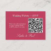 Elegant Carmine Magenta QR Code Site Web Carte RSV (Devant)