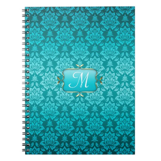 Elégant Carnet Aqua Damask (Devant)