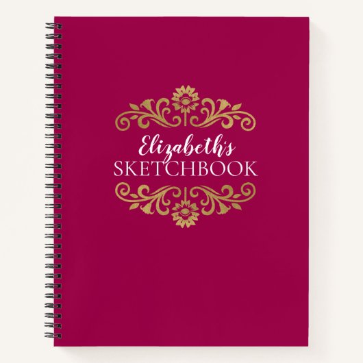 Élégant Carnet de carnet de notes rose chaud Monog (Devant)