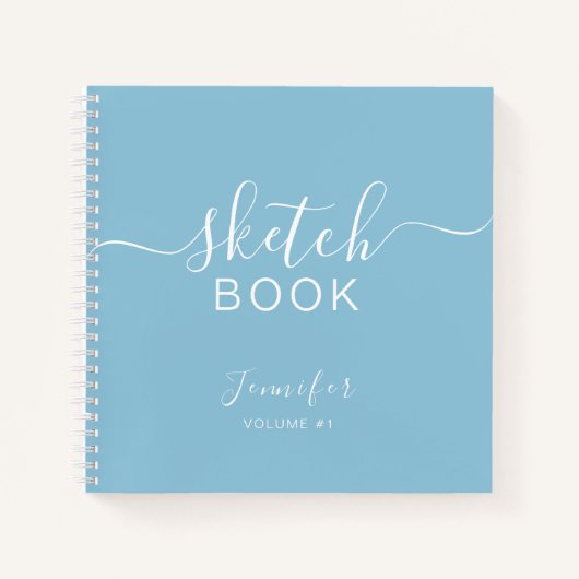 Elégant carnet de croquis Votre nom Script Light B (Devant)