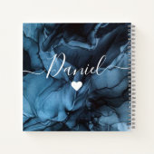 Elégant carnet de croquis Votre nom Script Marble  (Dos)