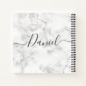 Elégant carnet de croquis Votre nom Script Marble (Dos)