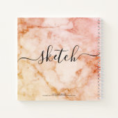Elégant carnet de croquis Votre nom Script Marble (Dos)