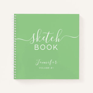 Elégant carnet de croquis Votre nom Script Sage Gr