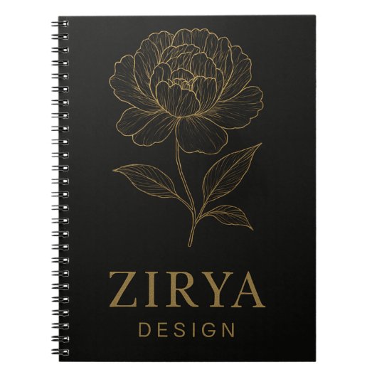 Elégant Carnet de fleurs dorées par Zirya Design (Devant)