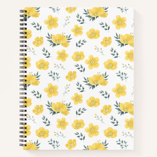 Élégant Carnet de fleurs jaunes (Devant)
