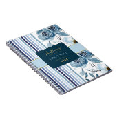 Élégant Carnet de journal floral Bleu Blancs (Côté Droit)