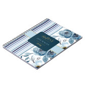 Élégant Carnet de journal floral Bleu Blancs (Côté gauche)