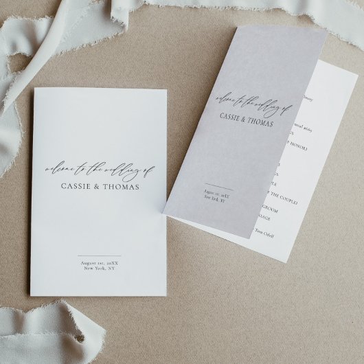 Élégant carnet de programme de mariage, commande d