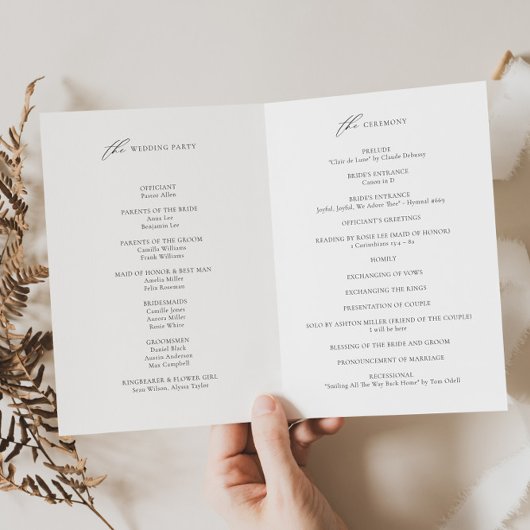 Élégant carnet de programme de mariage, commande d