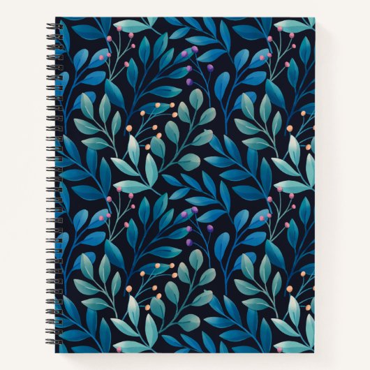 Elégant Carnet Feuille Bleue (Devant)