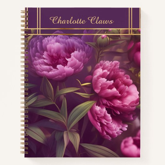 Elégant Carnet Floral Personnalisé Peony (Devant)