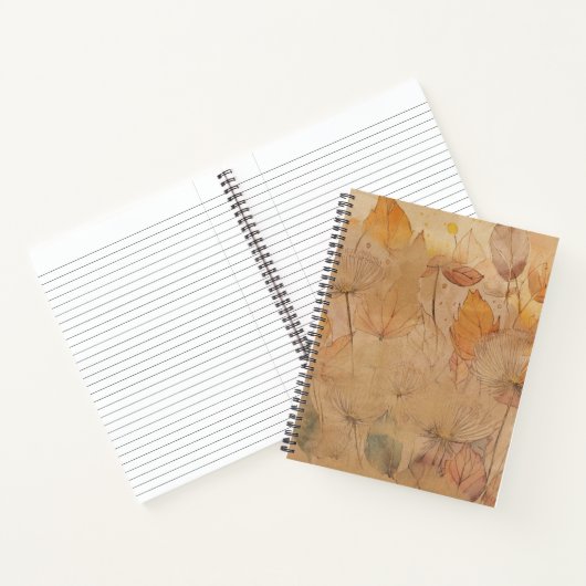Élégant Carnet floral spirale avec lignes raidies (Intérieur)